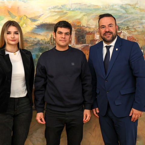 Novi predsjednik i potpredsjednica Studentskog zbora na prijemu kod gradonačelnika Filipa Zoričića
