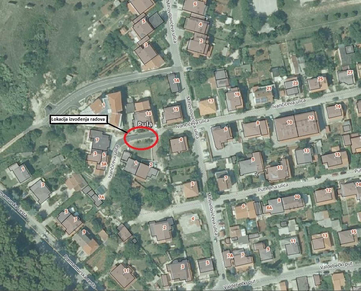 Lokacija izvođenja radova u Ivančićevoj ulici