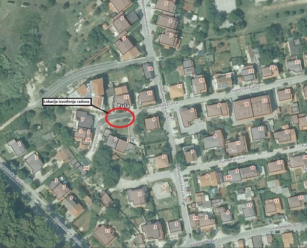 Lokacija izvođenja radova u Ivančićevoj ulici