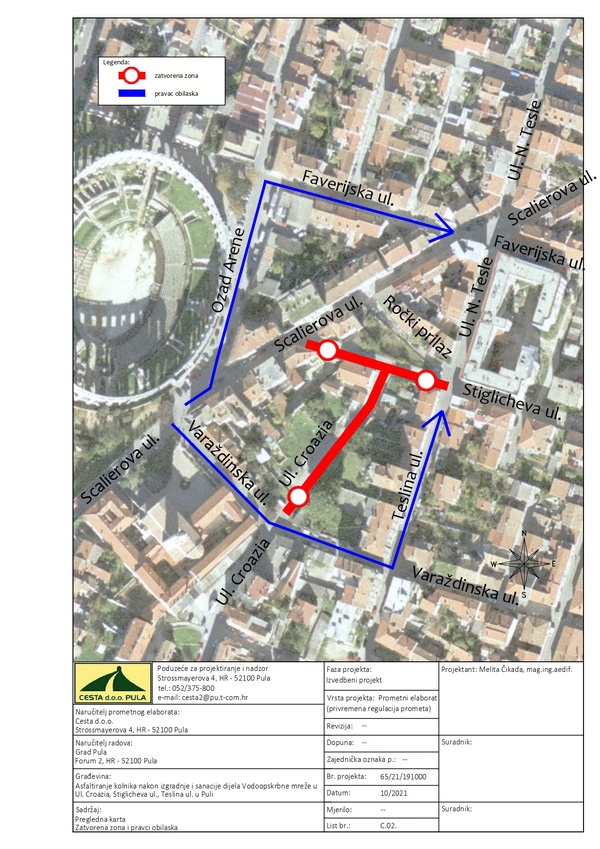 Privremena regulacije prometa na dijelu Stiglicheve i Ulice Croatia