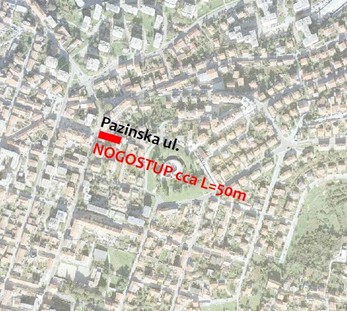 Prikaz lokacije izvođenja radova u Pazinskoj ulici