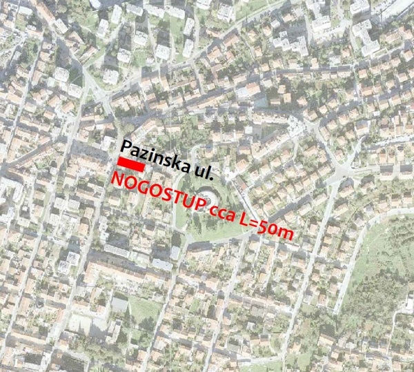 Prikaz lokacije izvođenja radova u Pazinskoj ulici