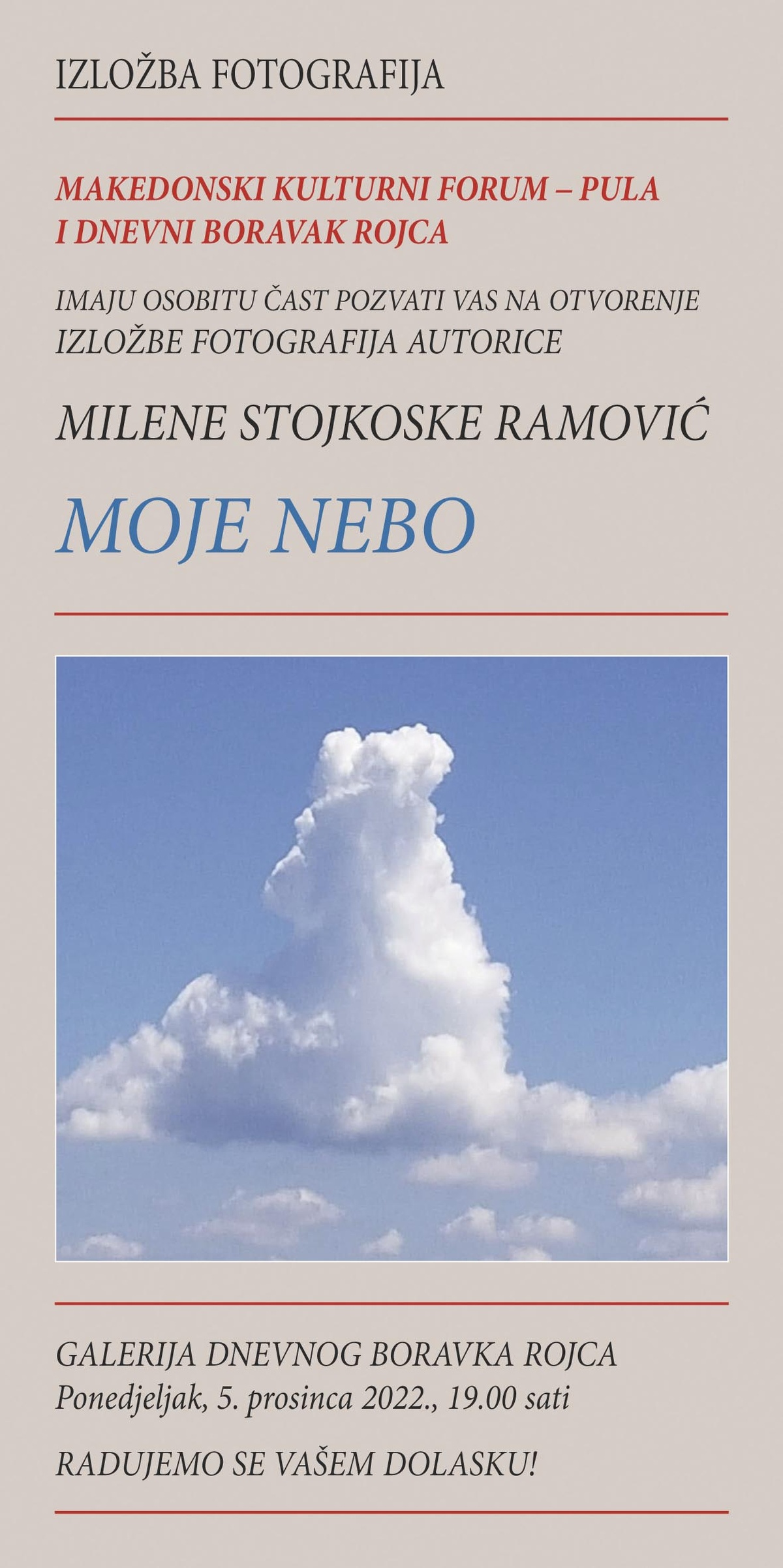 Pozivnica za izložbu fotografija u Rojcu