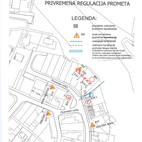 Privremena regulacija prometa u Piranezijevom prilazu