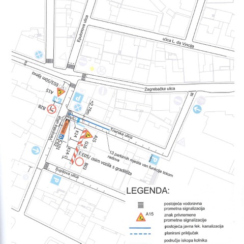 Privremena regulacija prometa u Trierskoj ulici
