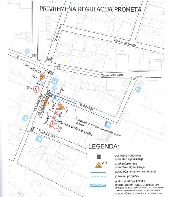 Privremena regulacija prometa u Trierskoj ulici