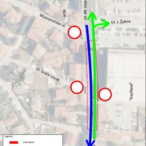 Privremena regulacija prometa_Ul._43._istarske divizije_zona radova