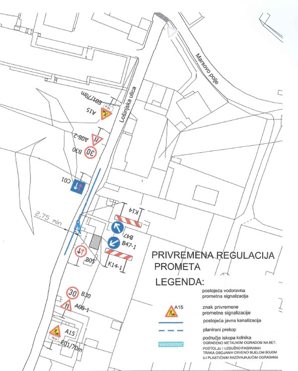 Privremena regulacija prometa u Lošinjskoj ulici