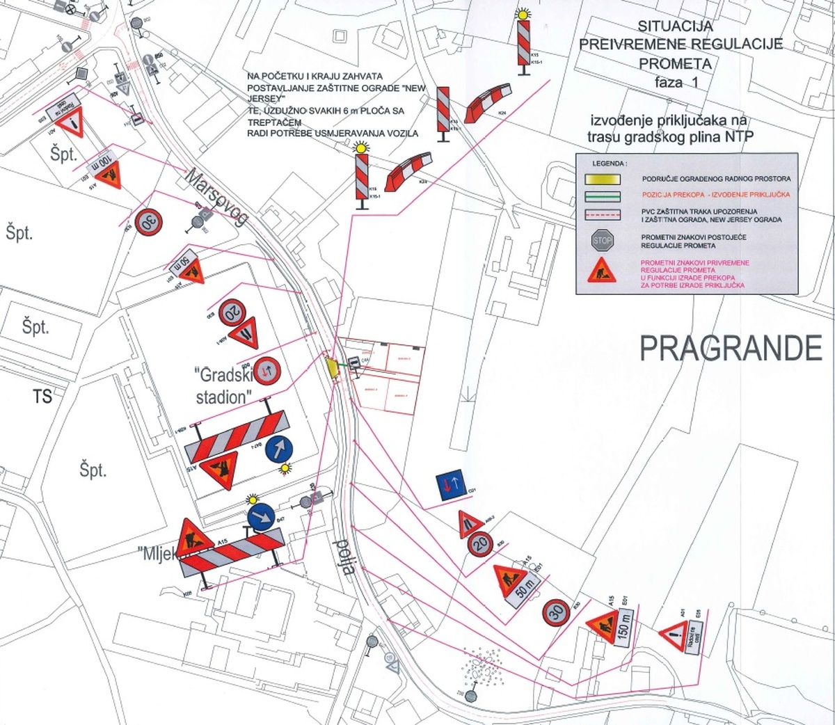 Privremena regulacija prometa u Ulici Marsovog polja_fazaI