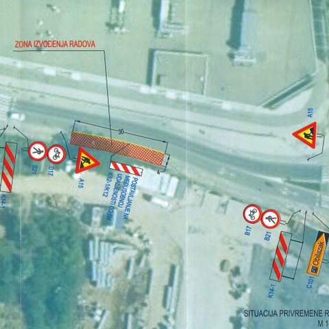 Privremena regulacija prometa na dijelu Ulice Rimske centurijacije - faza 1.