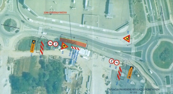 Privremena regulacija prometa na dijelu Ulice Rimske centurijacije - faza 1.