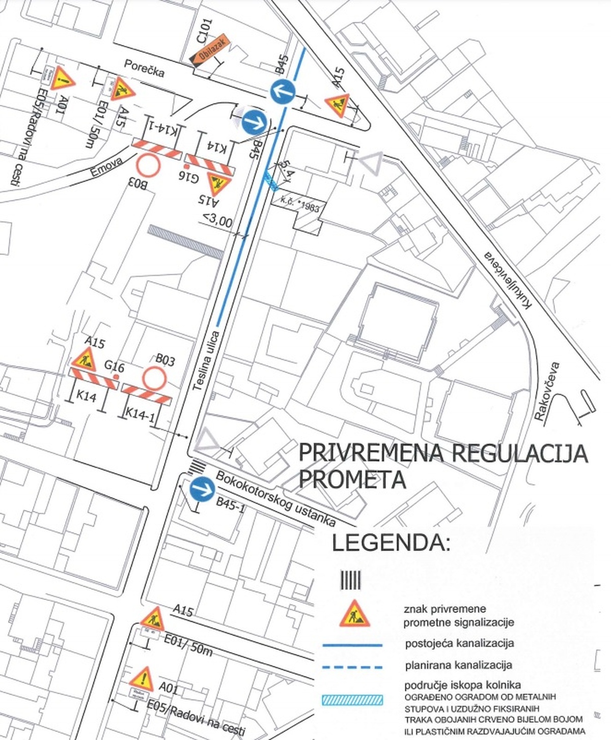 Privremena regulacija prometa u Teslinoj ulici