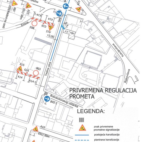 Privremena regulacija prometa u Teslinoj ulici