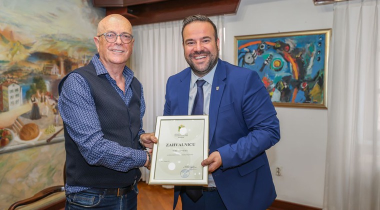 Poznati pulski odbojkaški trener Boris Breščić na prijemu kod  gradonačelnika Filipa Zoričića